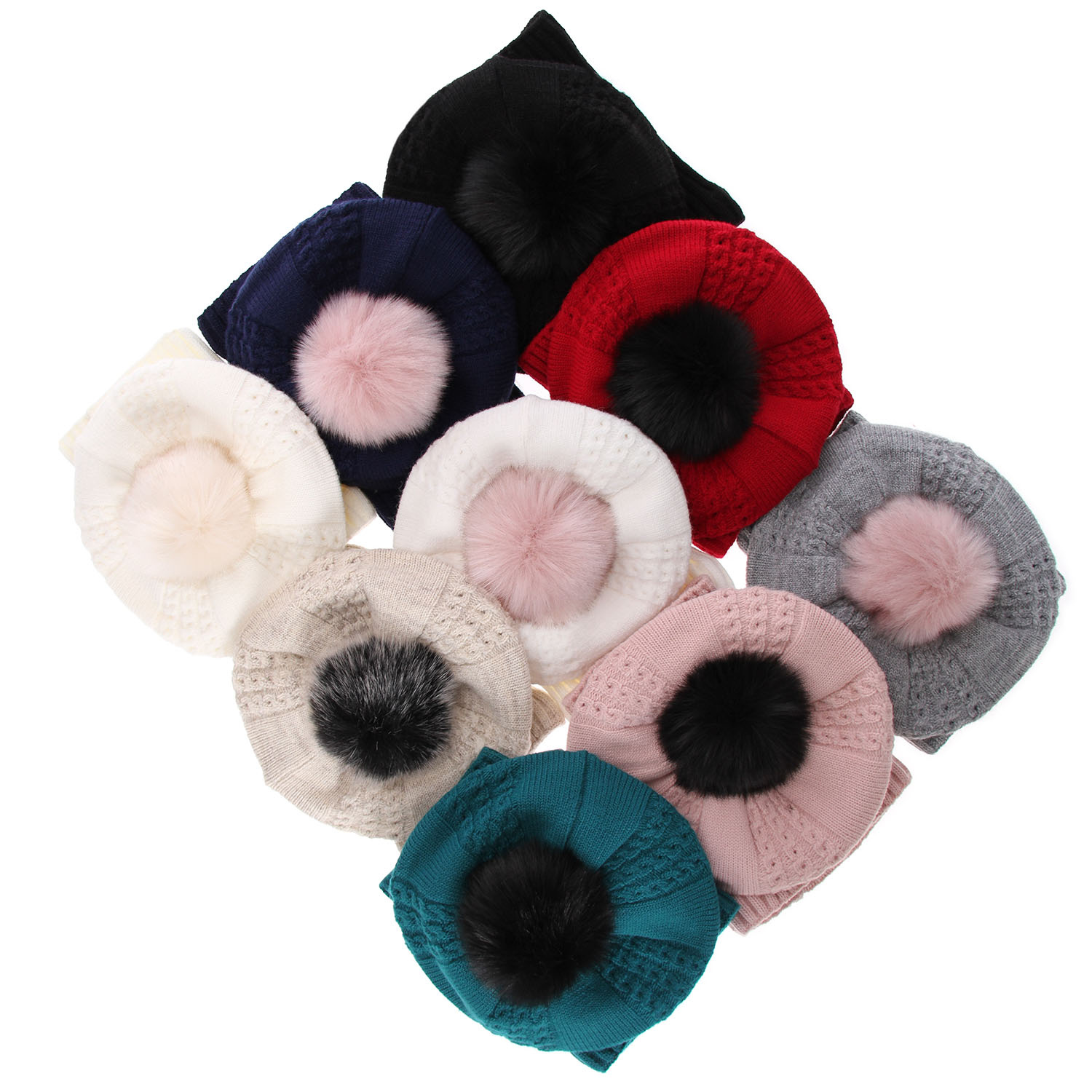 Winterset Mädchen: Mütze und Schlauchschal mit Bommel Rosa Amora