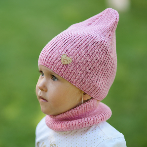 Herbst und Frühlingsset Mädchen: Mütze und Schlauchschal, mit Baumwolle, Schwarz Wega