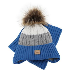 Winterset Jungen: Mütze und Schlauchschal mit Bommel Orange Maxwell