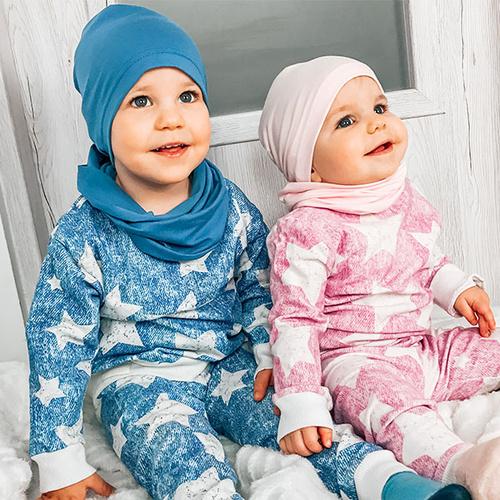 Herbst und Frühlingsset Jungen: Mütze und Schlauchschal Blau Hazel