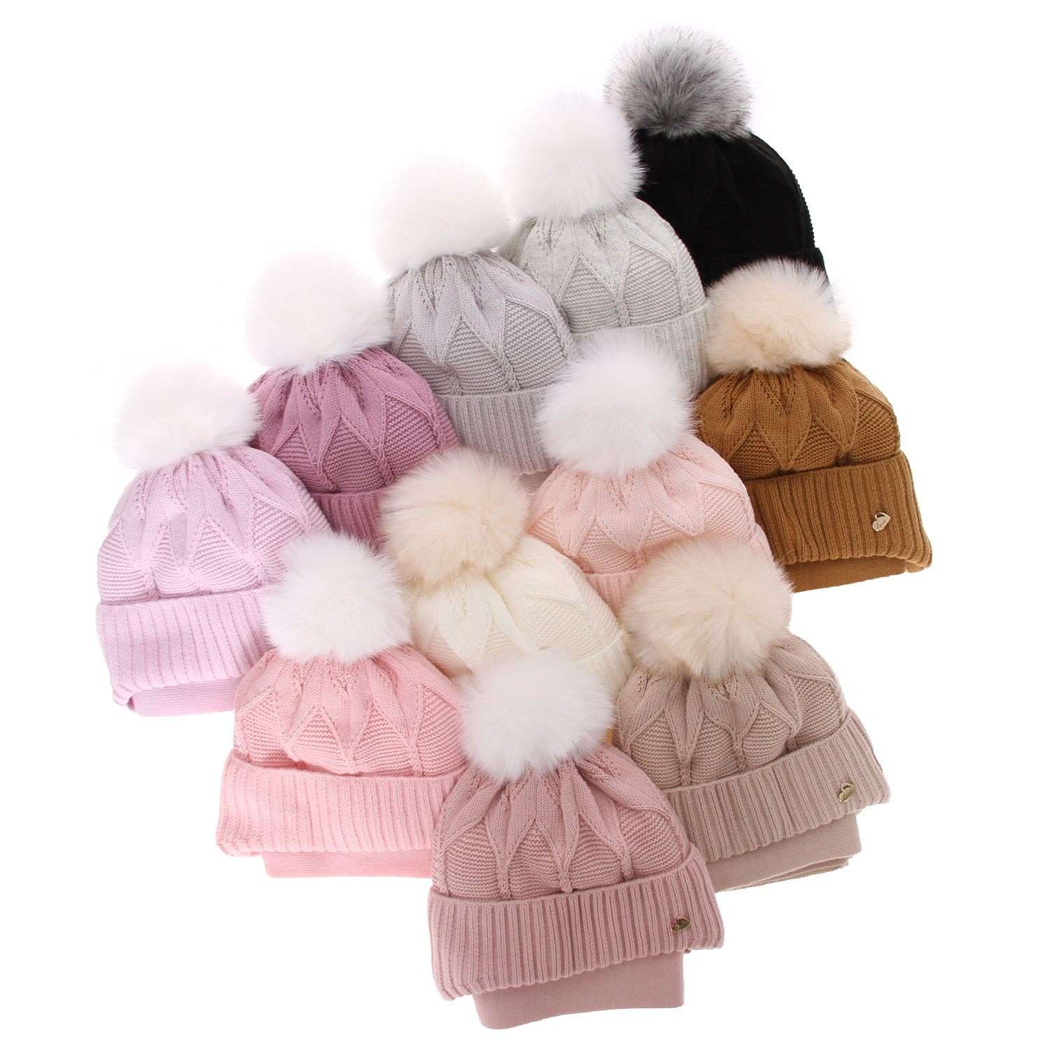 Winterset Mädchen: Mütze und Schal mit Bommel Schwarz Altina