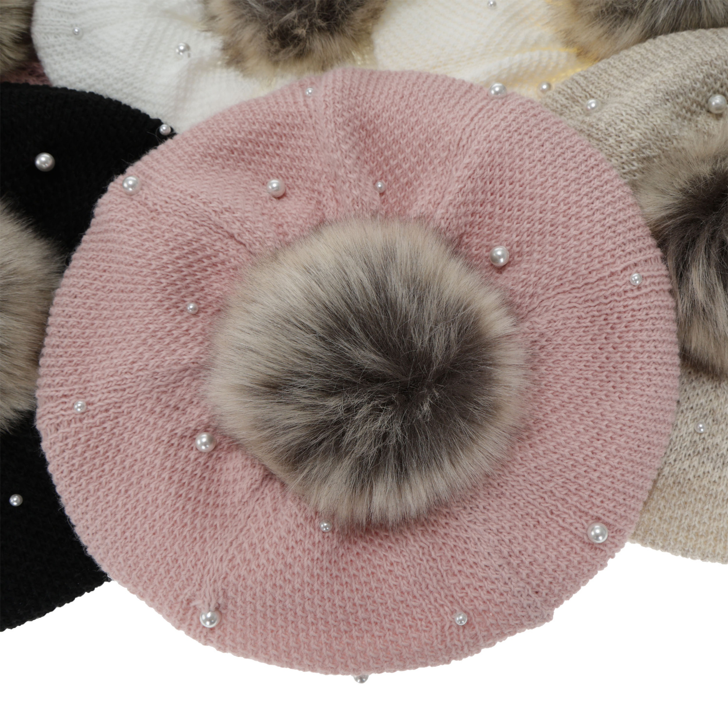 Winterset Mädchen: Beret und Schlauchschal, violett, mit Bommel, Fleecefutter, Jeanette