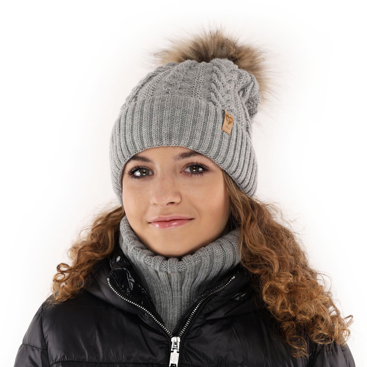 Winterset Mädchen: Mütze und Schlauchschal mit Bommel Rosa Yoshi