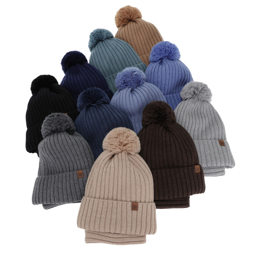 Winterset Jungen: Mütze und Schlauchschal, braun, 100% Merinowolle, Baumwollfutter, Tolmar