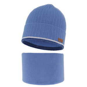 Herbst und Frühlingsset Jungen: Mütze und Schlauchschal Blau London