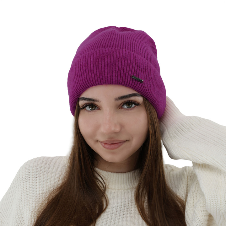 Herbst und Wintermütze Damen, violett, mit Merinowolle und Kaschmir, Sindra