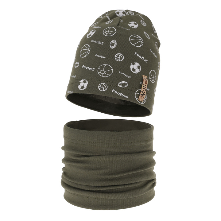 Herbst und Frühlingsset Jungen: Mütze und Schlauchschal Khaki Paolo