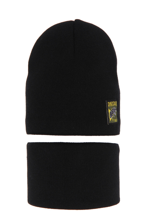 Winterset Jungen: Mütze und Schlauchschal Schwarz Bado