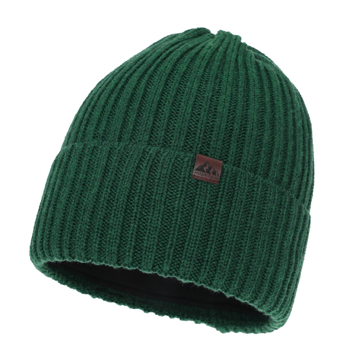 Wintermütze Herren, grün, mit Merinowolle, Huno