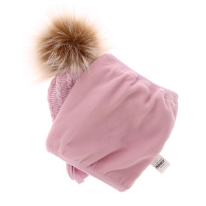 Winterset Mädchen: Mütze und Schlauchschal mit Bommel Rosa Klementin