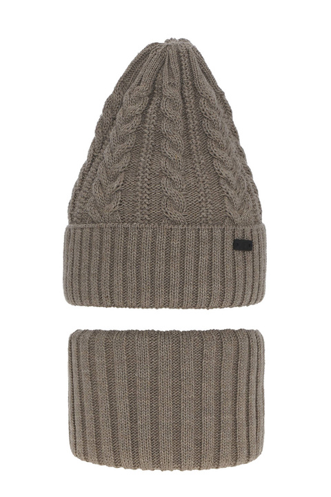 Winterset Jungen: Mütze und Schlauchschal Beige Colins