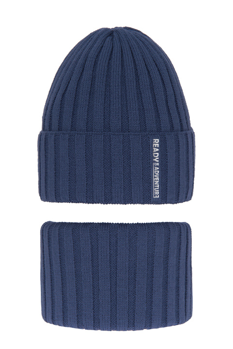 Winterset Jungen: Mütze und Schlauchschal Blau Livido