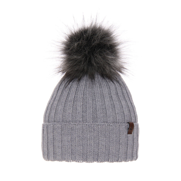 Wintermütze Damen aus Merinowolle in Grau Texa