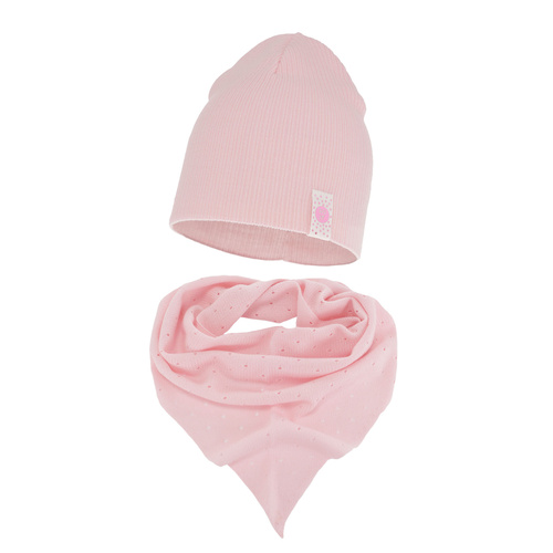 Herbst und Frühlingsset Mädchen: Mütze und Umschlagtuch Rosa Blanche