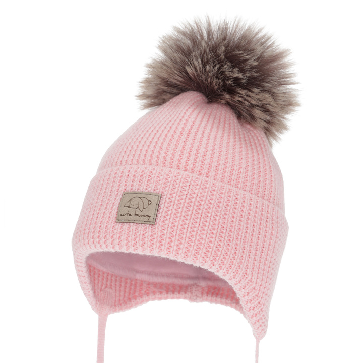 Wintermütze für Mädchen, rosa, gebunden, 100% Merinowolle, Jena