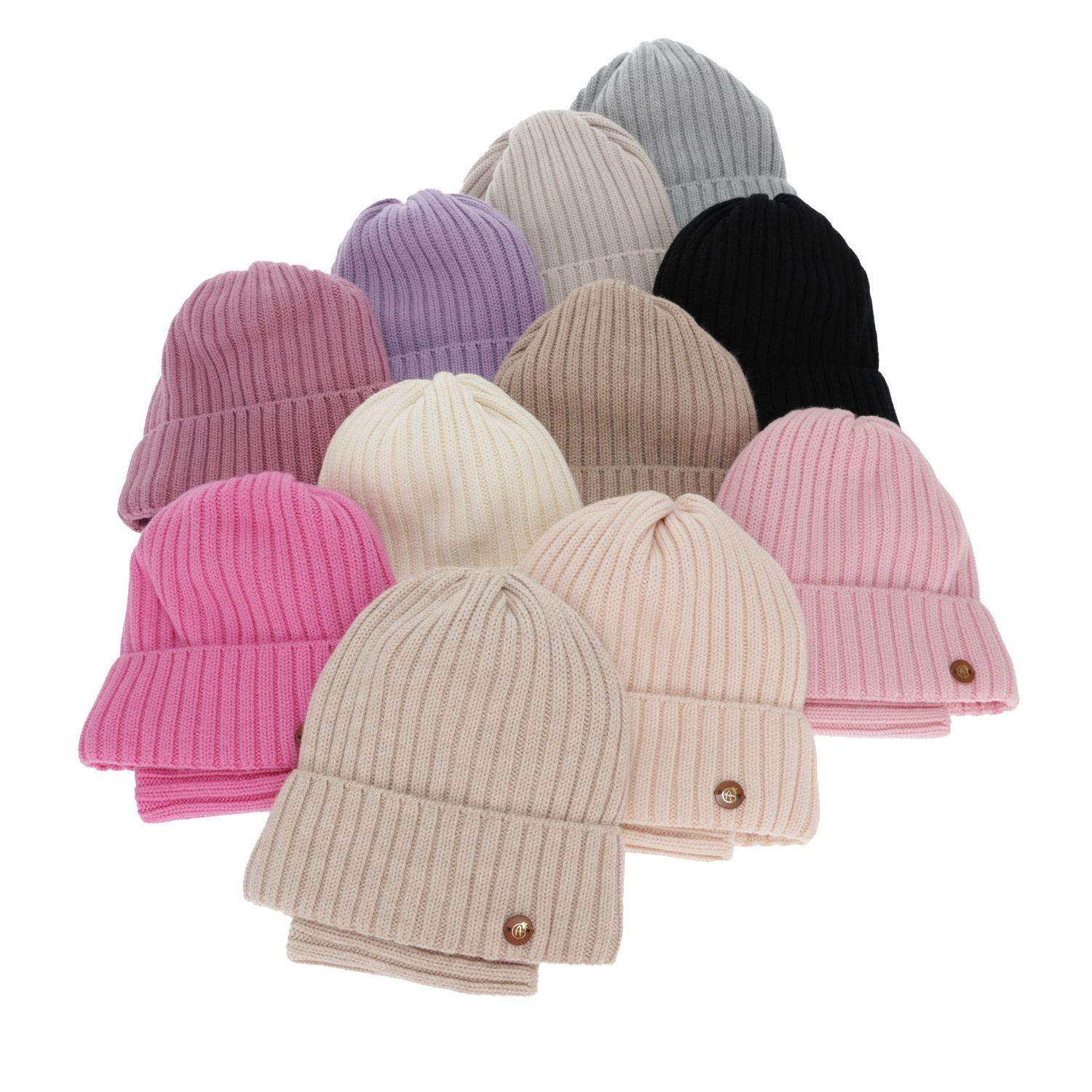 Winterset Mädchen: Mütze und Schlauchschal, beige, 100% Merinowolle, Baumwollfutter, Vanira