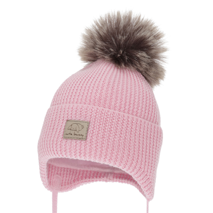 Wintermütze für Mädchen, rosa, gebunden, 100% Merinowolle, Jena