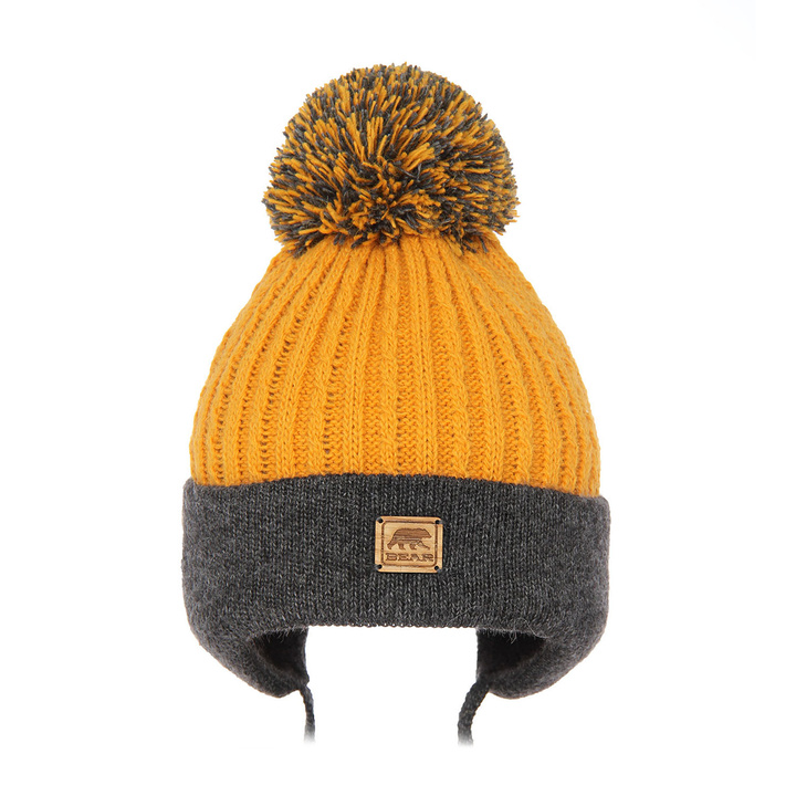 Wintermütze Jungen mit Bommel Grau Bas