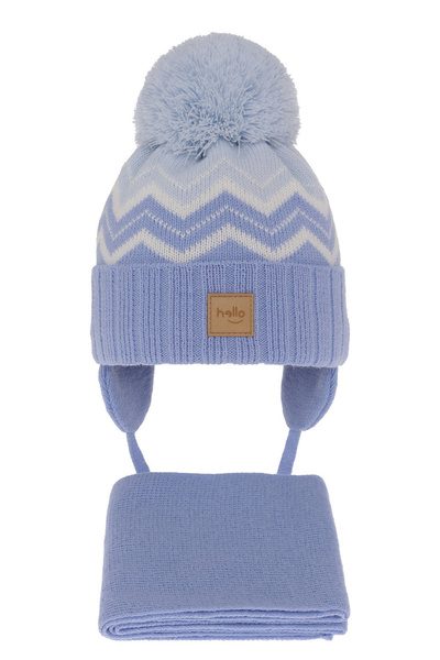 Winterset Jungen: Mütze und Schal mit Bommel Blau Marcus