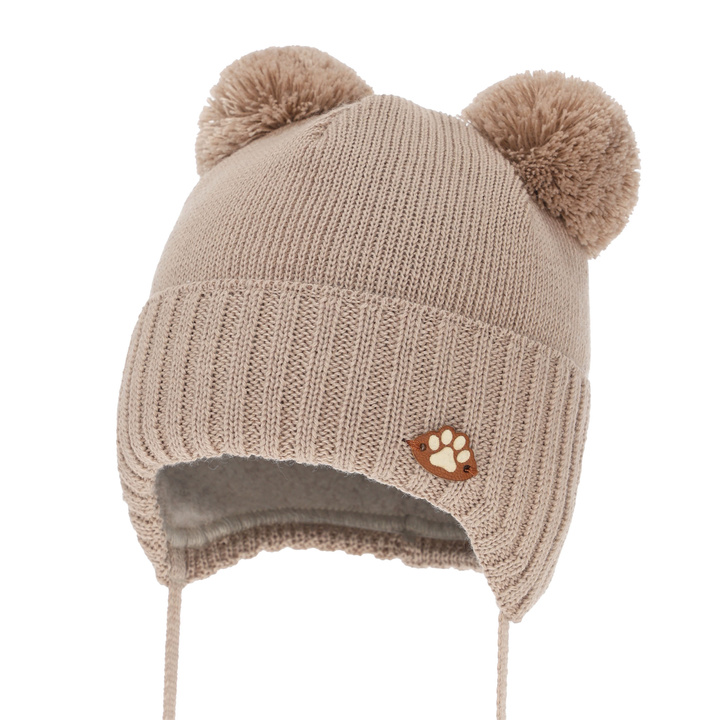 Wintermütze Jungen, mit Merinowolle, beige, Rimini