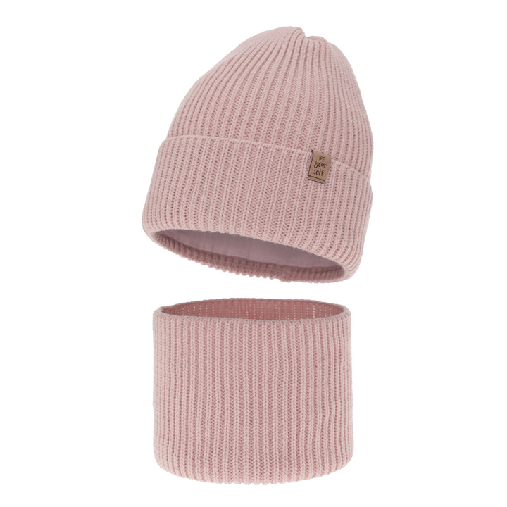 Winterset für Mädchen: Mütze und Schlauchschal in Rosa Edera