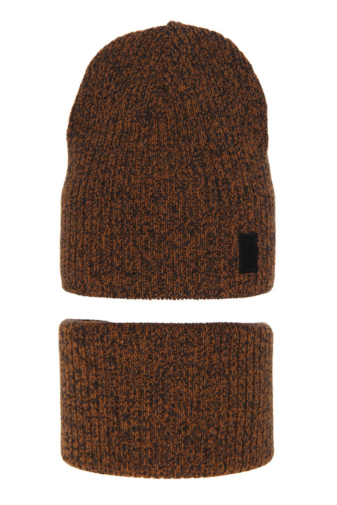Winterset Jungen: Mütze und Schlauchschal Braun Ikon