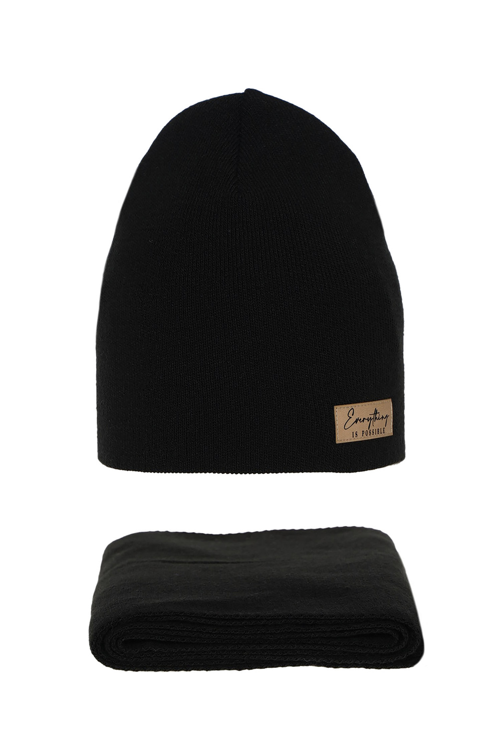 Herbst und Frühlingsset Damen: Mütze und Schal Schwarz Zula