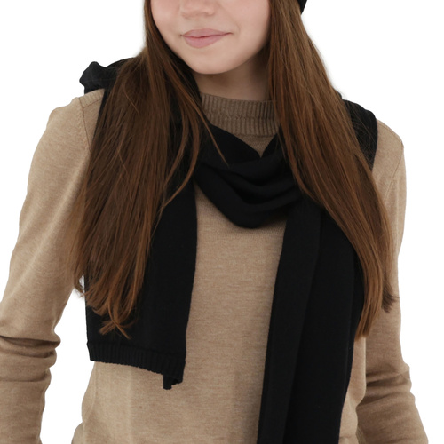 Winterschal Damen, schwarz, mit Merinowolle und Kaschmir, Irenia