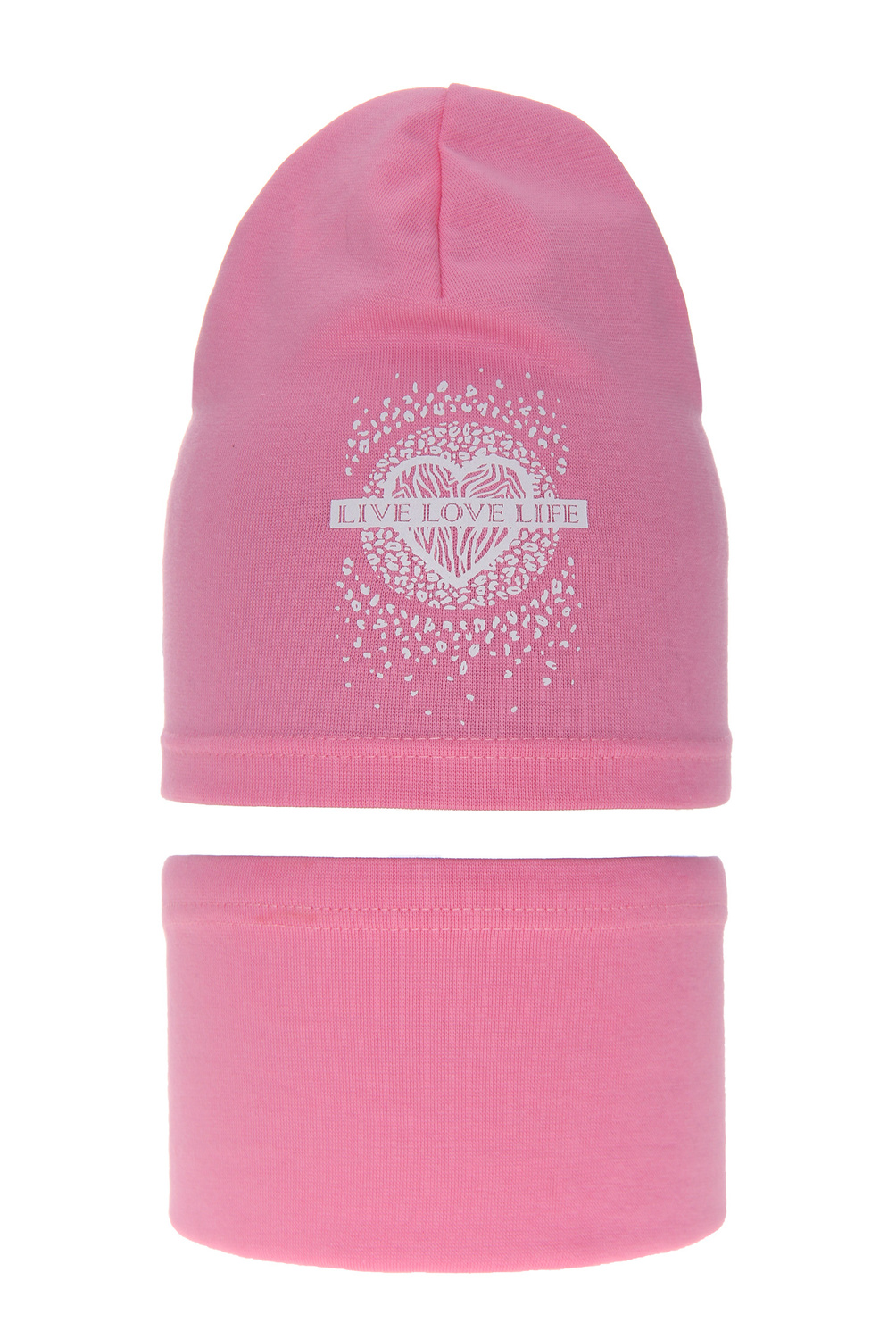 Herbst und Frühlingsset Mädchen baumwolle: Mütze und Schlauchschal Rosa Esmeralda