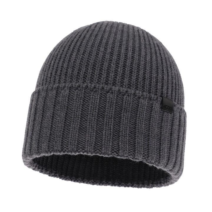 Wintermütze Herren Grau 100% extrafeine Merinowolle nahtlos Bruner			