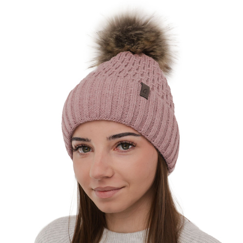 Wintermütze Damen mit Bommel Rosa Gaba