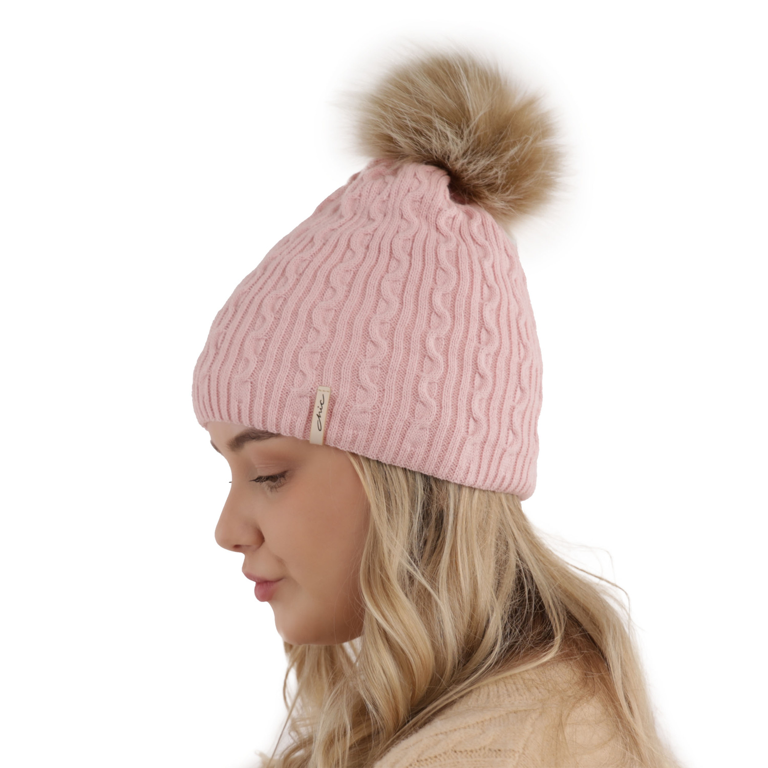 Wintermütze Damen mit Bommel Burgunder Xena