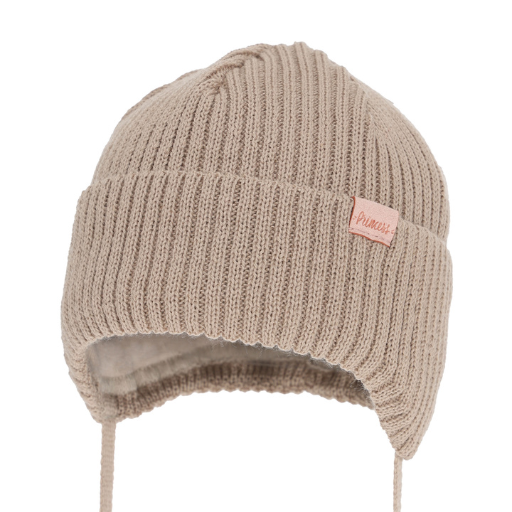 Wintermütze für Mädchen, beige, mit Merinowolle, Punia