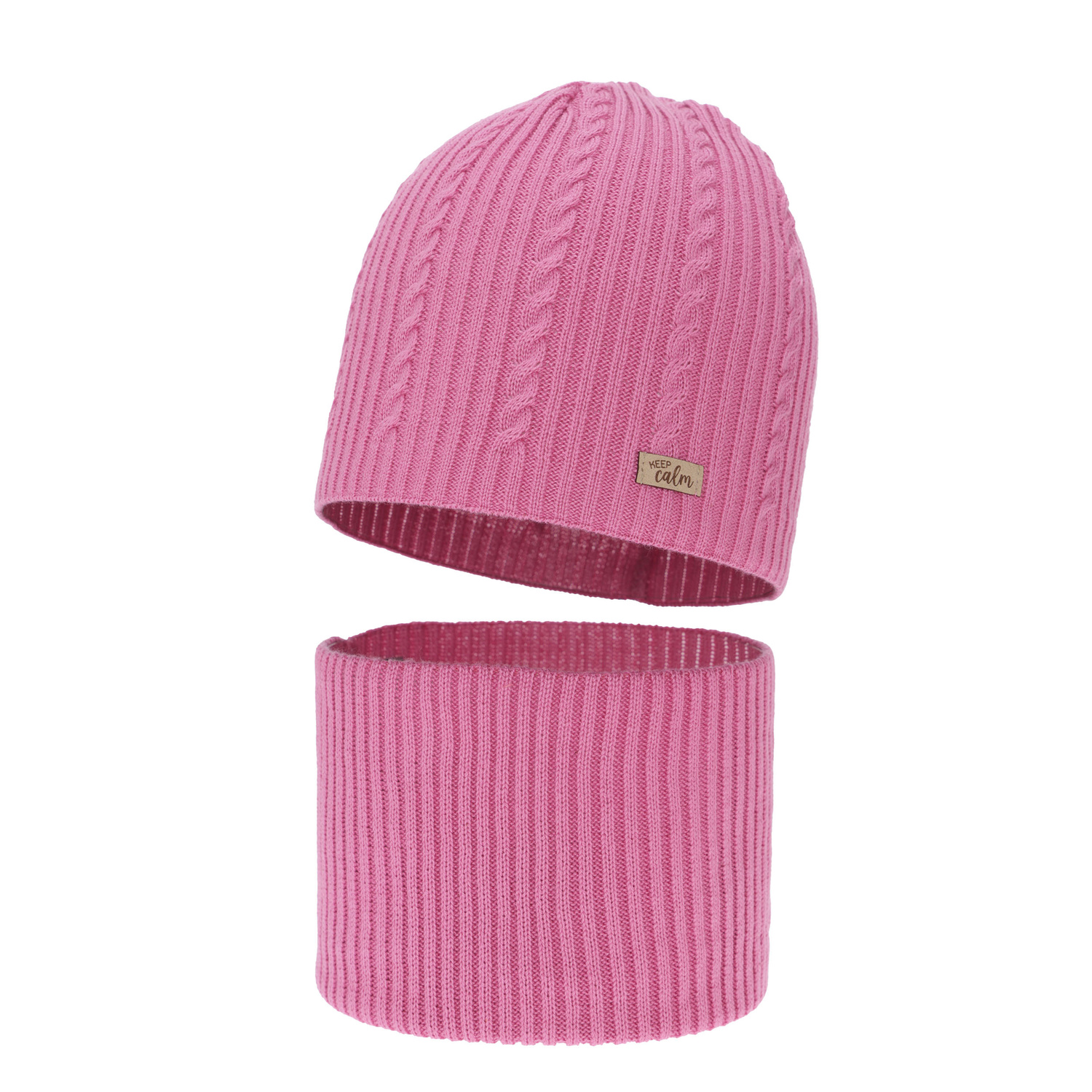 Herbst und Frühlingsset Mädchen: Mütze und Schlauchschal, beige, mit Baumwolle, Ordesa