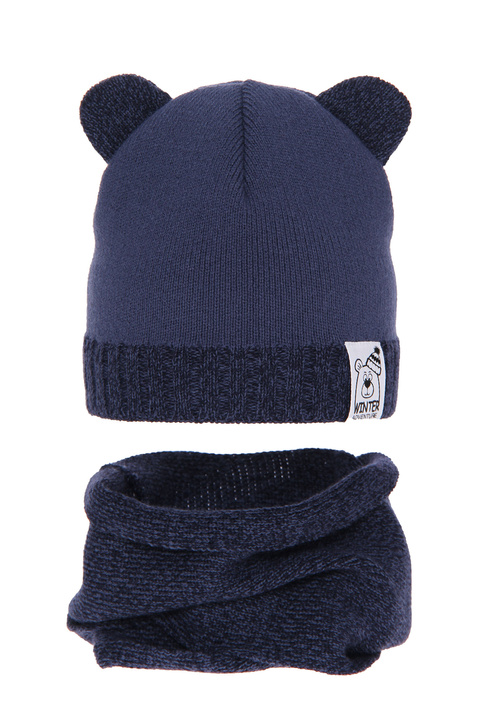 Winterset Jungen: Mütze und Schlauchschal Navy Blau Diango