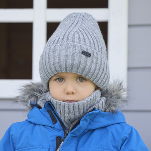 Winterset Jungen: Mütze und Schlauchschal Navy Blau Zeno