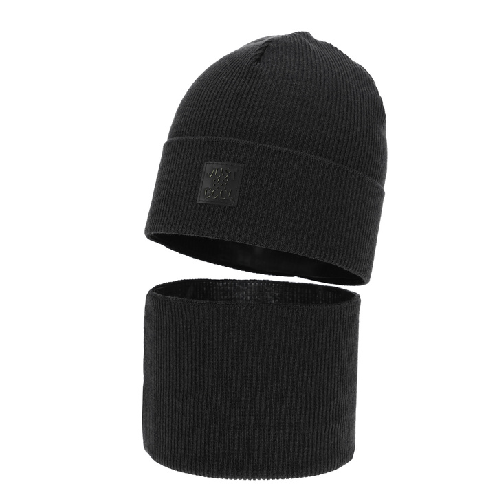 Herbst und Frühlingsset Jungen: Mütze und Schlauchschal, mit Baumwolle, beżowy, Jonas