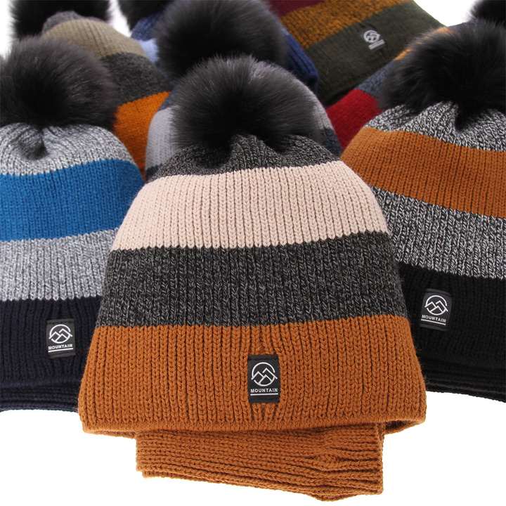 Winterset Jungen: Mütze und Schlauchschal mit Bommel Camel Arkady