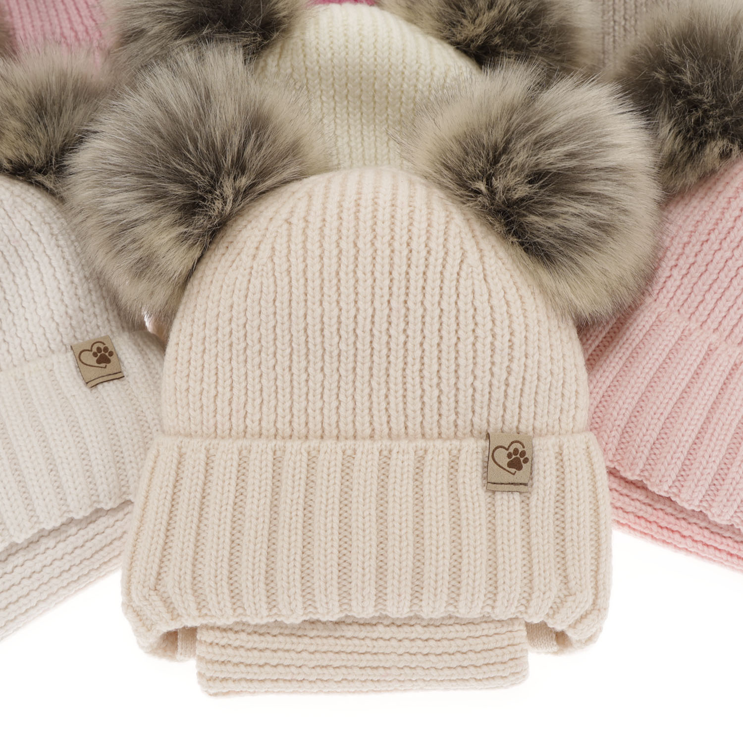 Winterset Mädchen: Mütze und Schlauchschal aus 100% extrafeiner Merinowolle in Rosa Silvia