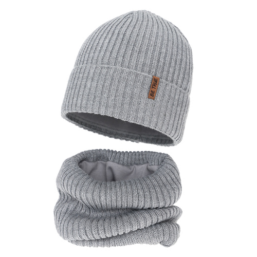 Winterset Jungen: Mütze und Schlauchschal, blau, mit Fleecefutter, mit Merinowolle, Colton