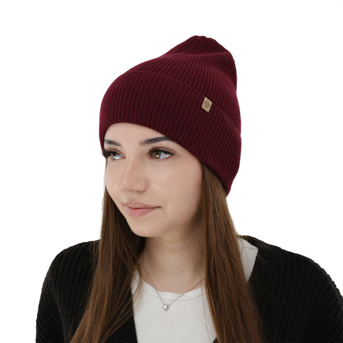 Herbst und Wintermütze Damen, bordrot, mit Merinowolle und Kaschmir, Alineta