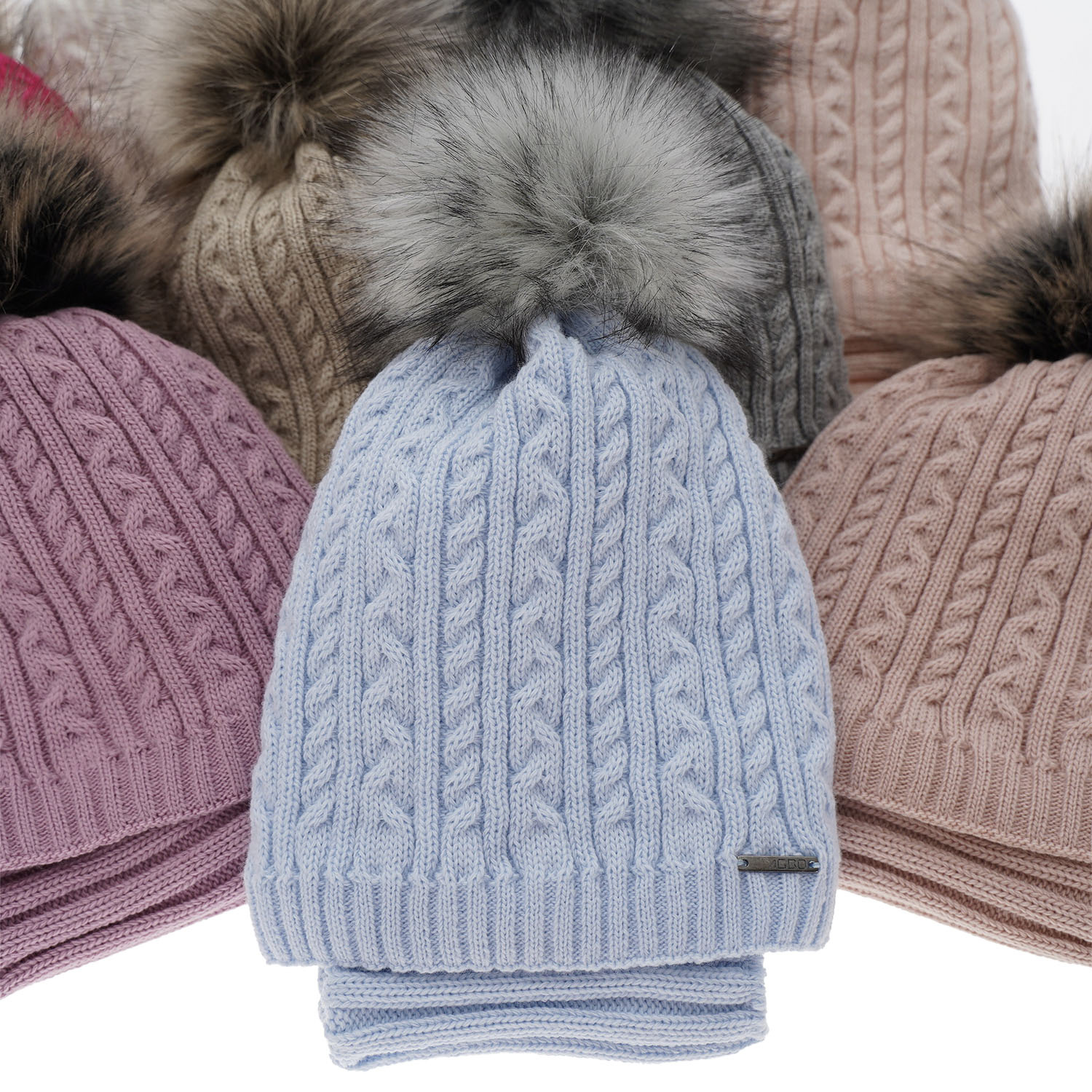 Winterset Mädchen: Mütze und Schlauchschal mit Bommel Rosa Rima