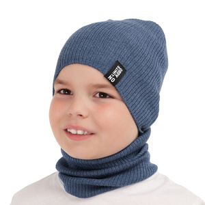 Herbst/ Frühjahrsset für Kinder: Mütze und Schlauchschal Blau Tunis