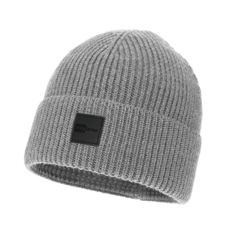 Wintermütze Herren 100% Merinowolle Grau Iron