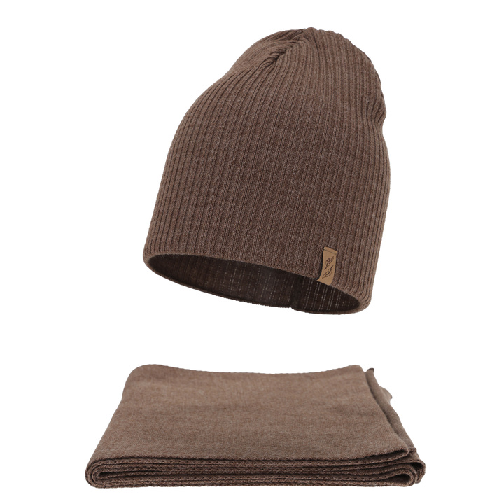 Winterset Damen: Mütze und Schal, Winter, braun, Fena