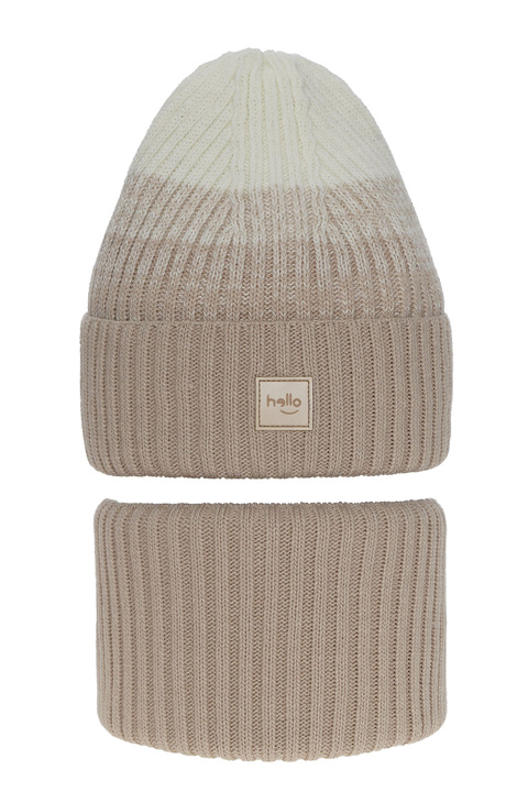 Winterset Mädchen: Mütze und Schlauchschal Beige Tasha