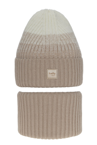 Winterset Mädchen: Mütze und Schlauchschal Beige Tasha