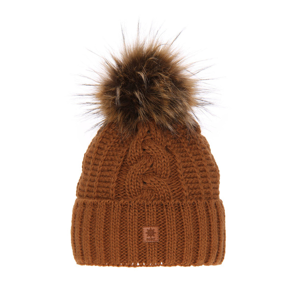 Wintermütze Damen mit Bommel Braun Euforia