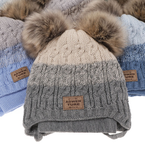 Winterset Jungen: Mütze und Schal mit zwei Bommeln Beige Platon
