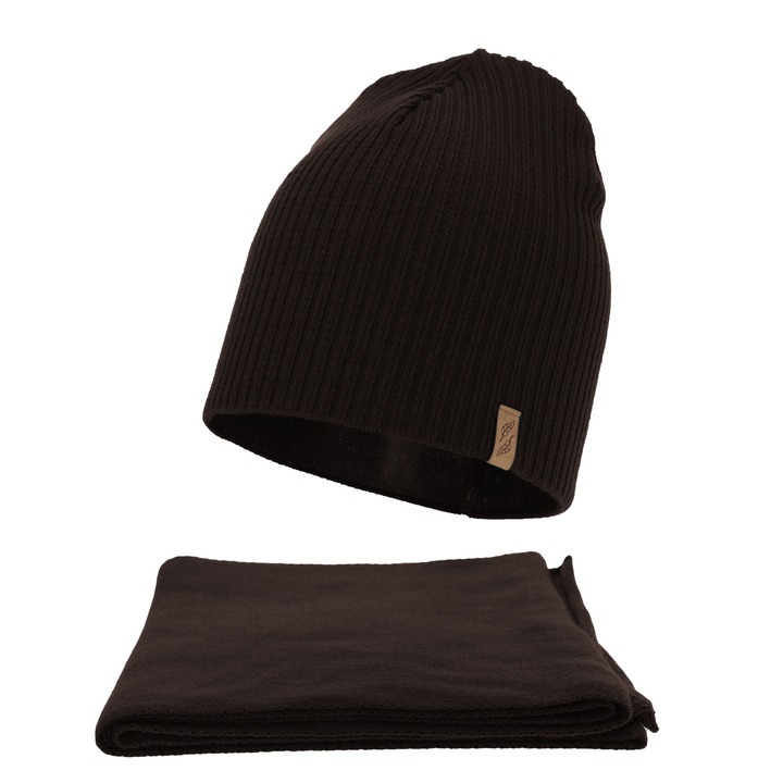 Winterset Damen: Mütze und Schal, Winter, dunkelbraun, Fena